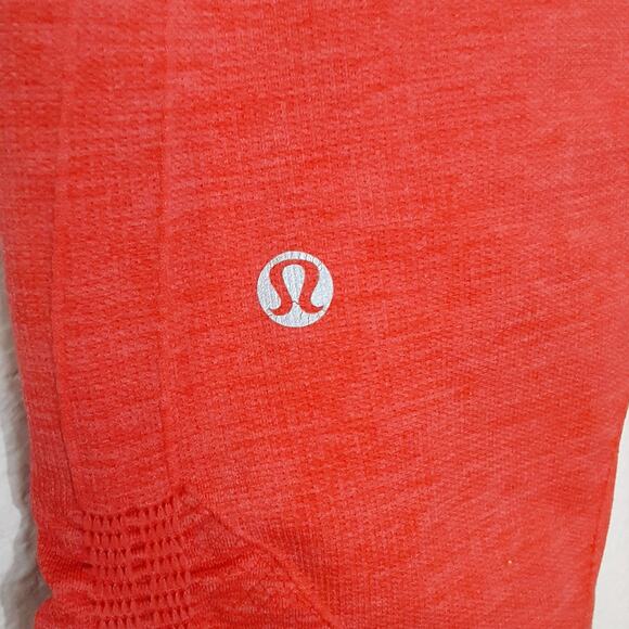 Lululemon In The Flow Crop Leggings Coral Pink Ruched Capri Athletic Womens 6 - Picture 5 of 10